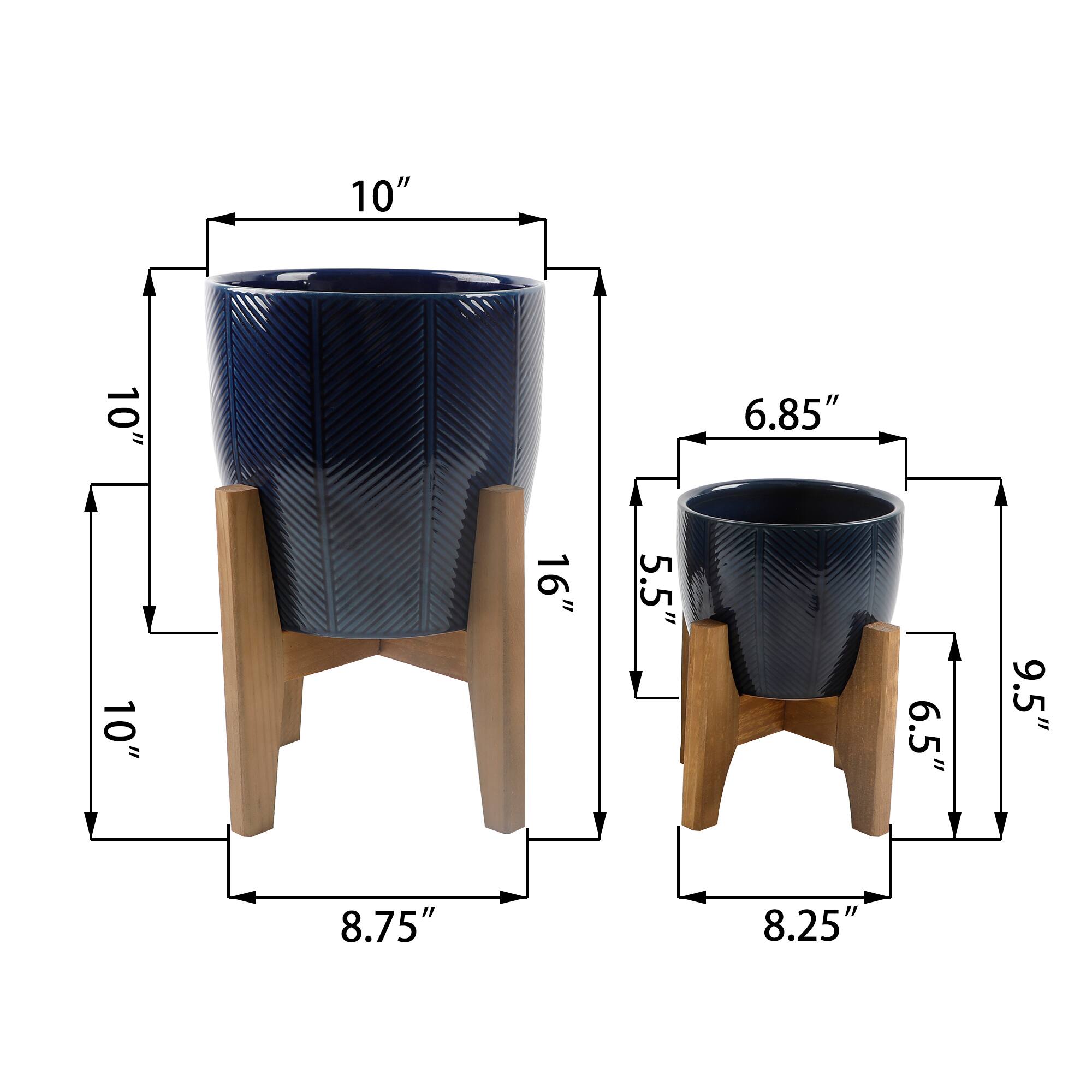 Flora Bunda® Chevron Ceramic Planter On Stand Set